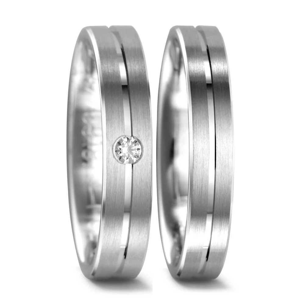 Anello del partner Oro bianco 750/18 carati Diamante 0.04 ct, tw-vsi - Image 2