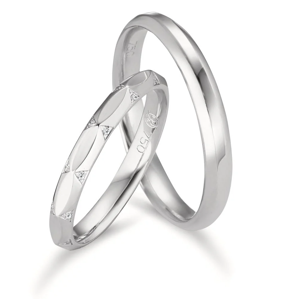 Anello del partner Oro bianco 750/18 carati Diamante 0.072 ct, 24 pietra, w-vsi - Image 3