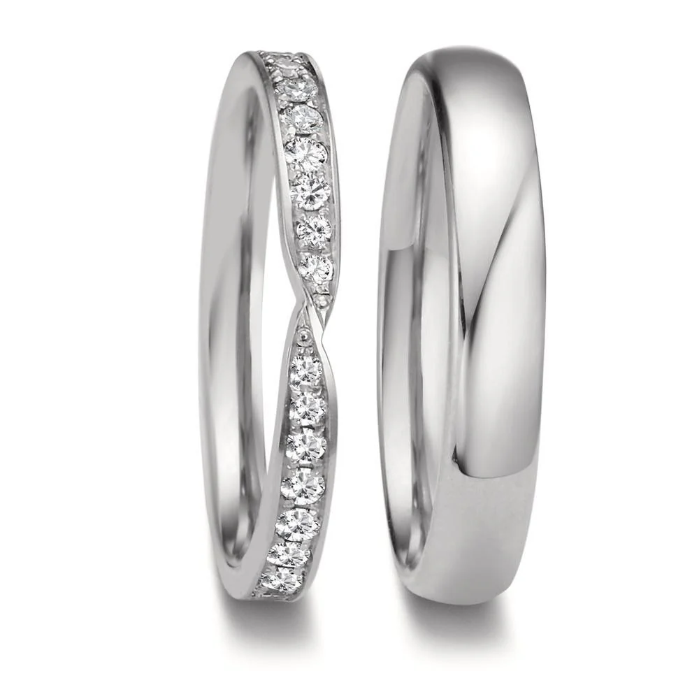 Anello del partner Oro bianco 750/18 carati Diamante 0.226 ct, 18 pietra, tw-vsi - Image 3