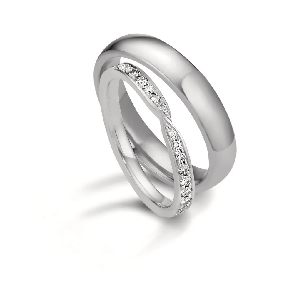 Anello del partner Oro bianco 750/18 carati Diamante 0.226 ct, 18 pietra, tw-vsi - Image 4