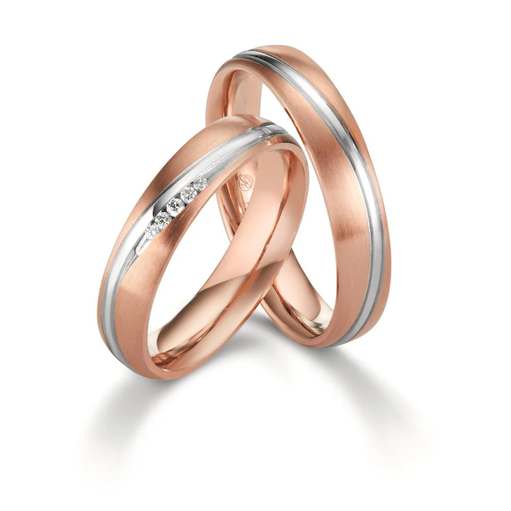 Anello del partner Oro bianco 750/18 carati, Oro rosso 750/18 carati Diamante 0.036 ct, 5 pietra, w-si - Image 3