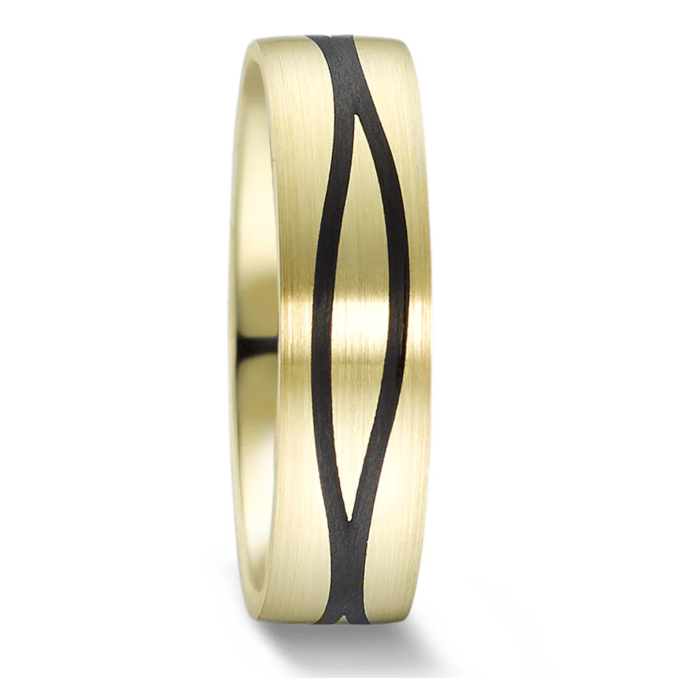 Anello del partner Oro giallo 585/14 kt, Carbonio