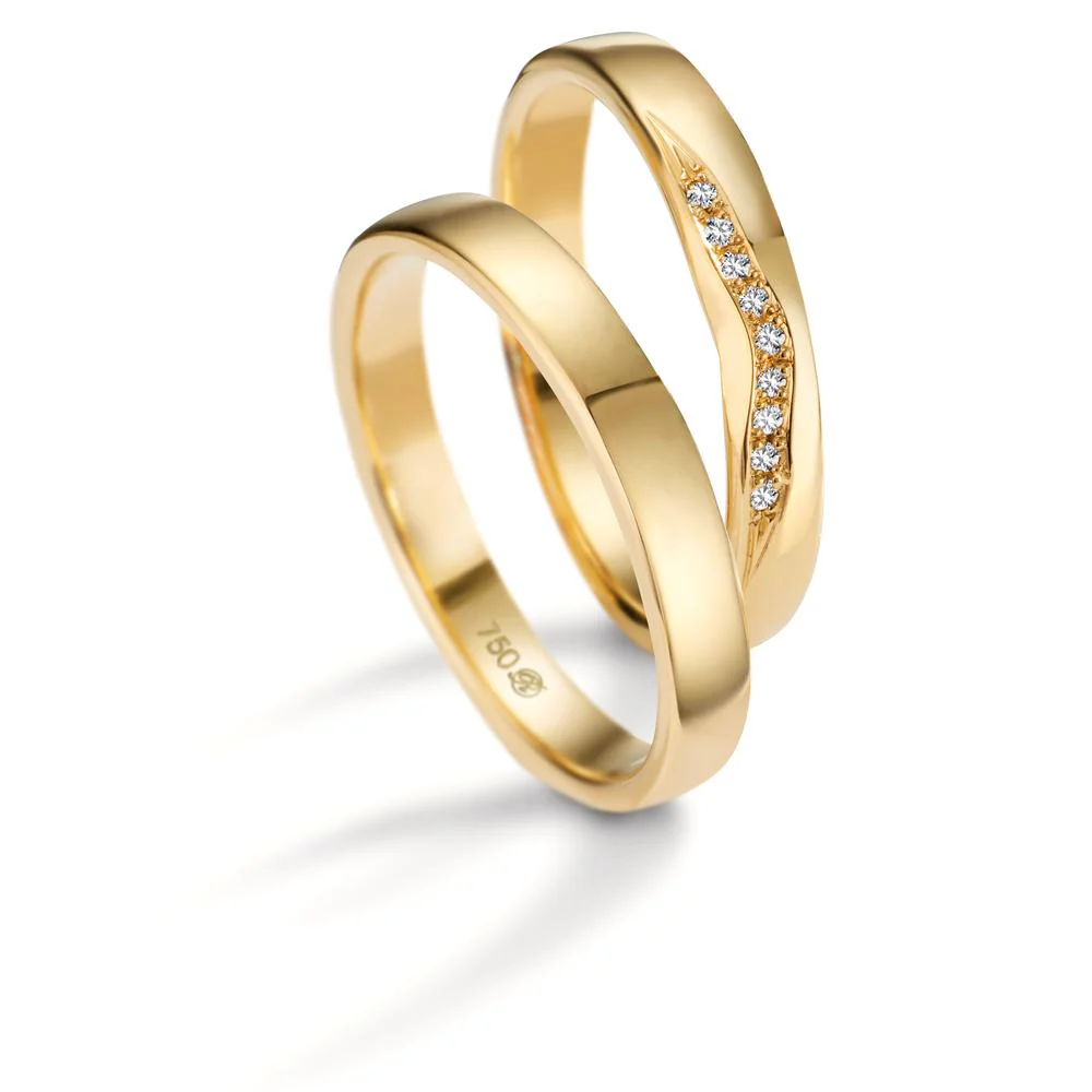 Anello del partner Oro giallo 750/18 carati Diamante 0.045 ct, 9 pietra, tw-vsi - Image 2