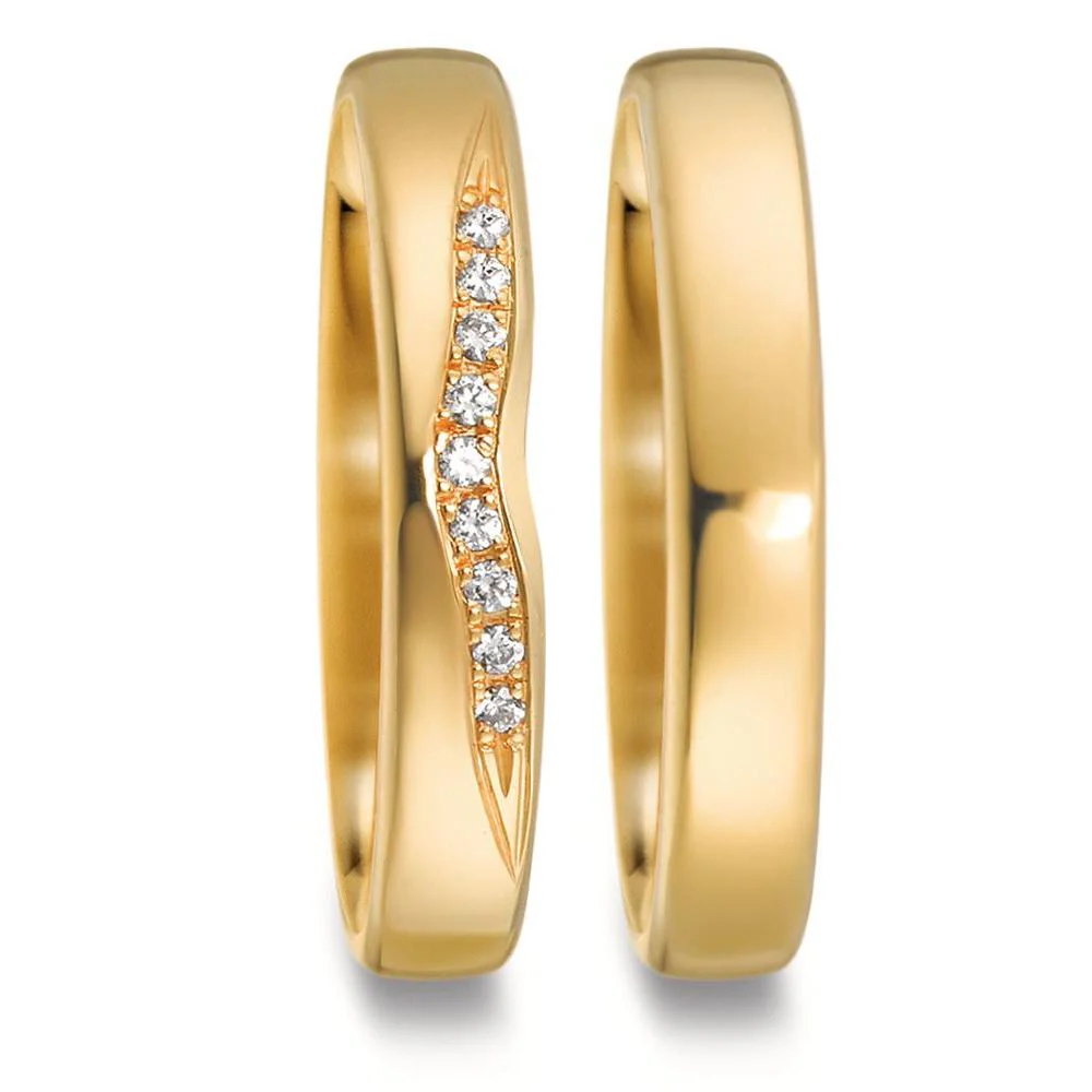 Anello del partner Oro giallo 750/18 carati Diamante 0.045 ct, 9 pietra, tw-vsi - Image 3