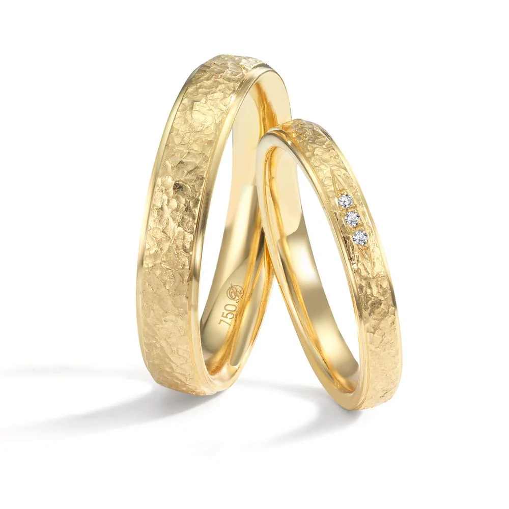 Anello del partner Oro giallo 750/18 carati Diamante 0.015 ct, 3 pietra, tw-vsi - Image 3