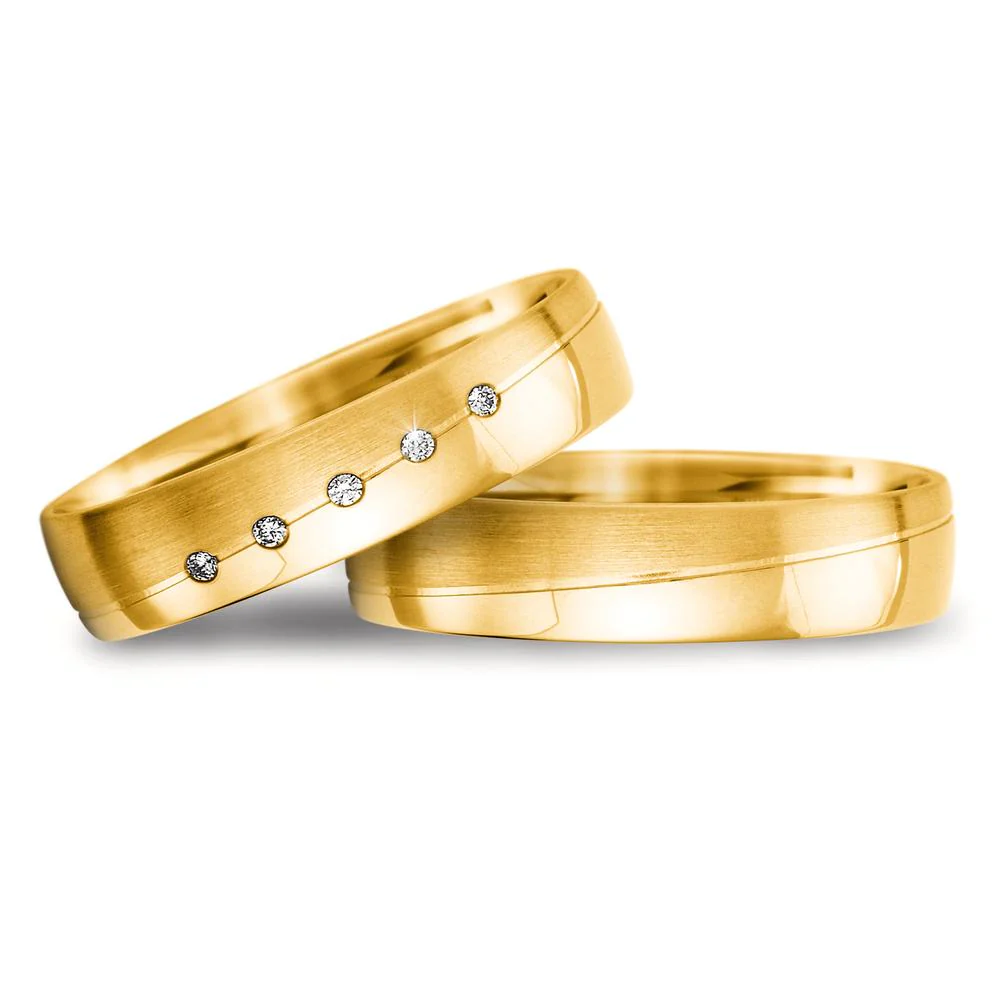 Anello del partner Oro giallo 750/18 carati Diamante 0.025 ct, 5 pietra, tw-vsi - Image 3