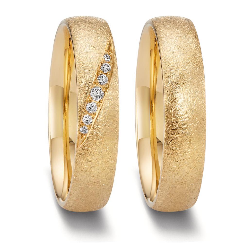 Anello del partner Oro giallo 750/18 carati Diamante 0.066 ct, 7 pietra, tw-vsi - Image 3