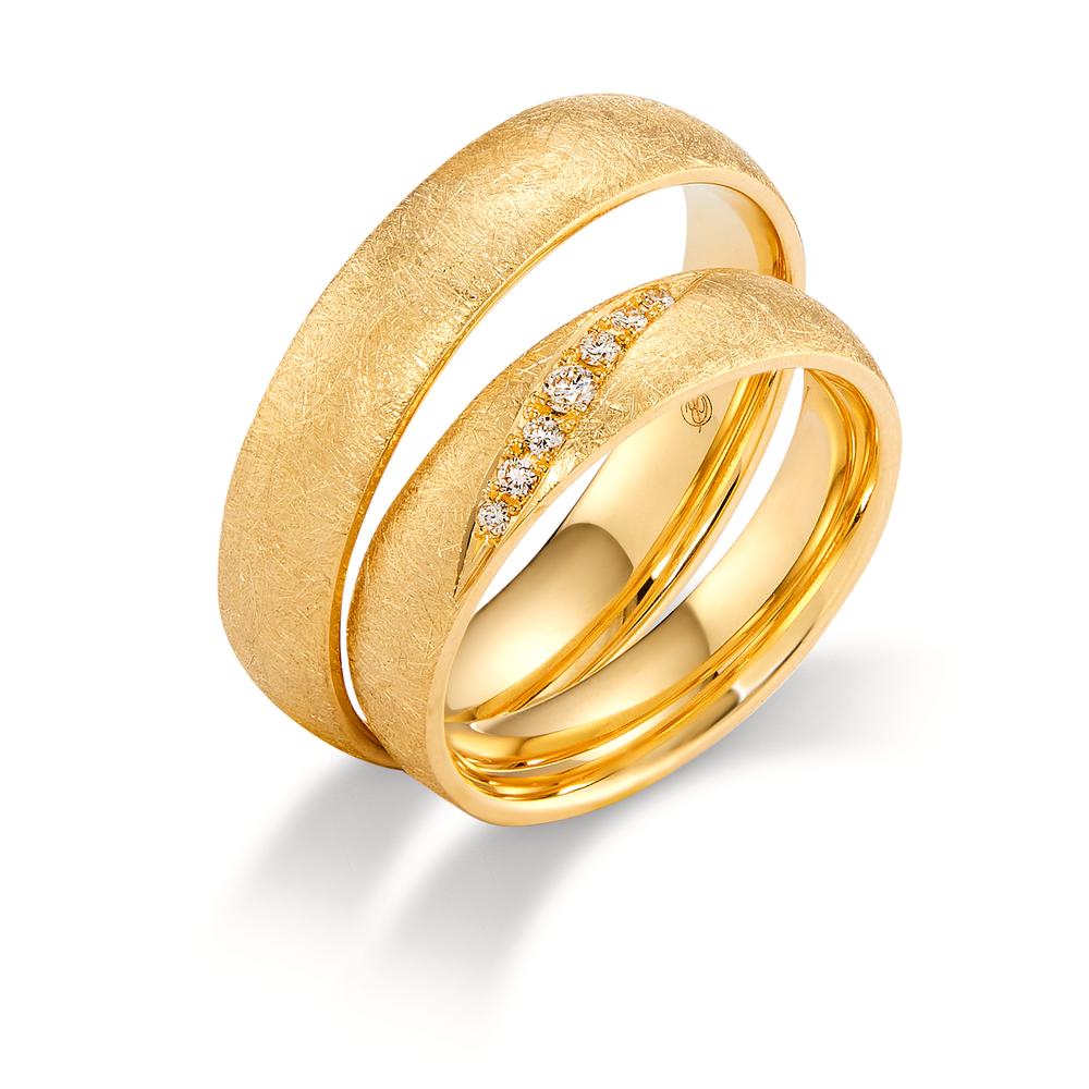 Anello del partner Oro giallo 750/18 carati Diamante 0.066 ct, 7 pietra, tw-vsi - Image 4