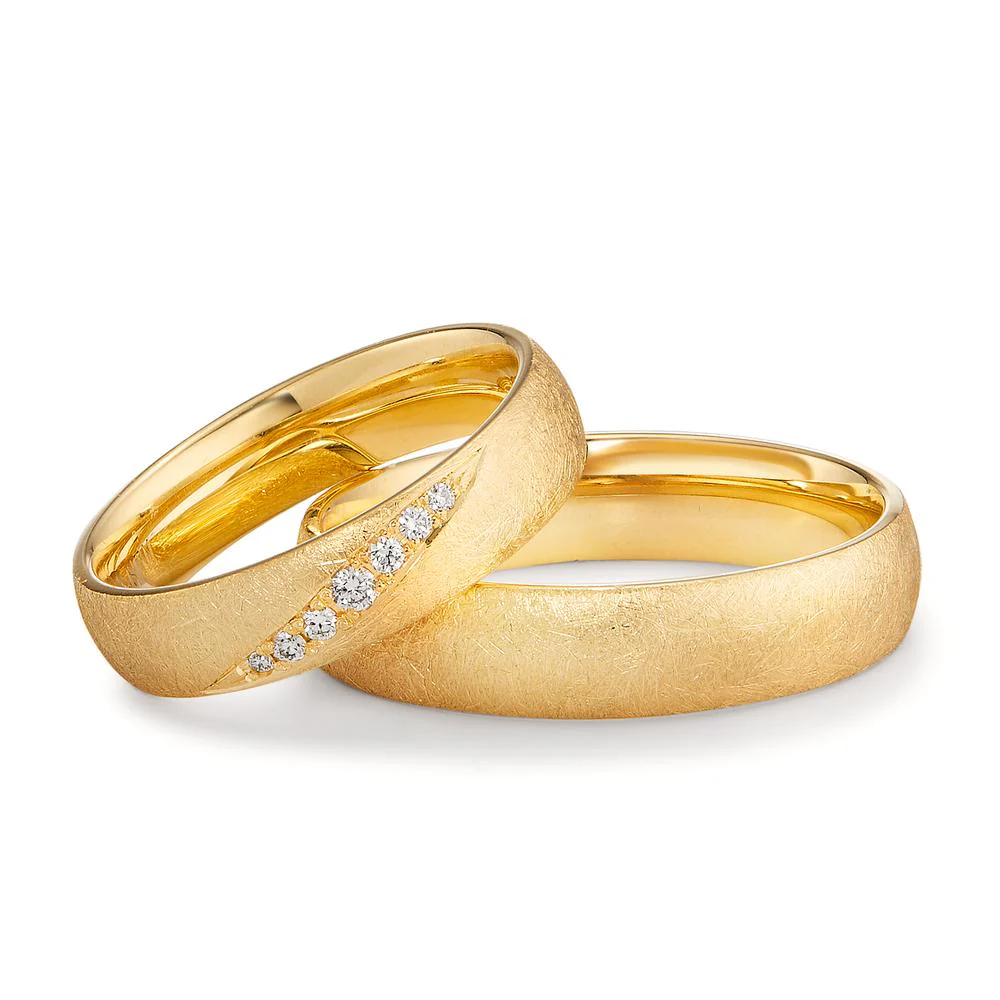 Anello del partner Oro giallo 750/18 carati Diamante 0.066 ct, 7 pietra, tw-vsi - Image 5