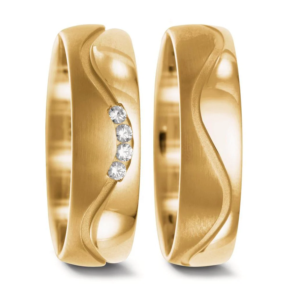 Anello del partner Oro giallo 750/18 carati Diamante 0.08 ct, 4 pietra, w-si - Image 2