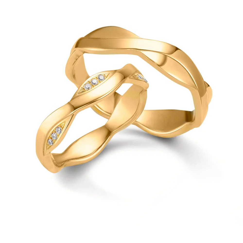 Anello del partner Oro giallo 750/18 carati Diamante 0.09 ct, 18 pietra, tw-vsi - Image 3