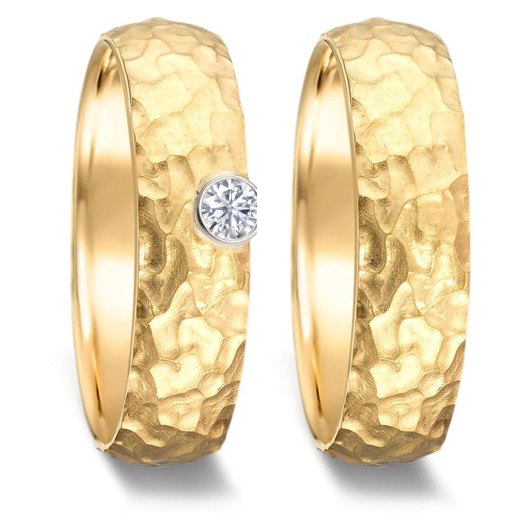 Anello del partner Oro giallo 750/18 carati Diamante 0.09 ct, w-vsi - Image 2