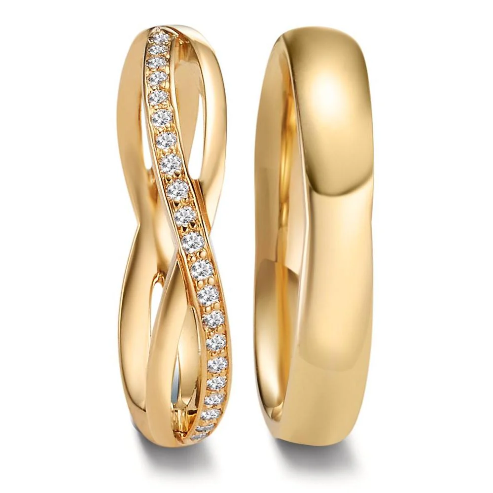 Anello del partner Oro giallo 750/18 carati Diamante 0.095 ct, 19 pietra, w-vsi - Image 2