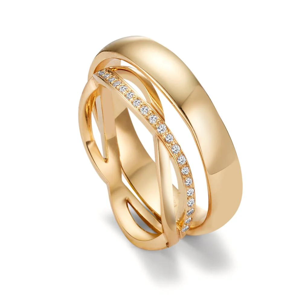 Anello del partner Oro giallo 750/18 carati Diamante 0.095 ct, 19 pietra, w-vsi - Image 3