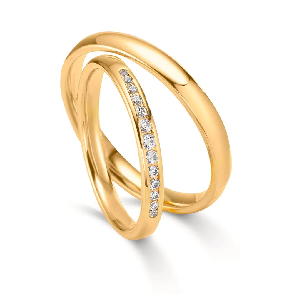 Anello del partner Oro giallo 750/18 carati Diamante 0.132 ct, 13 pietra, tw-vsi - Image 3