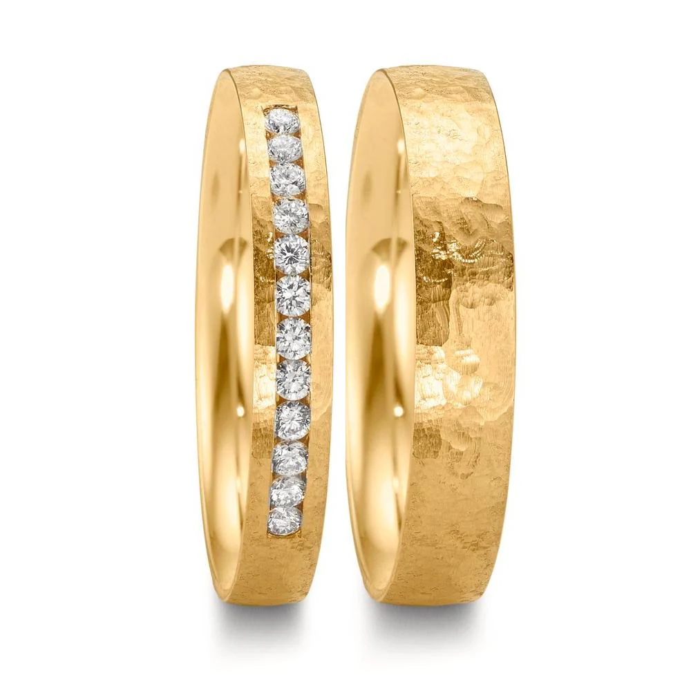 Anello del partner Oro giallo 750/18 carati Diamante 0.18 ct, 12 pietra, w-si - Image 2