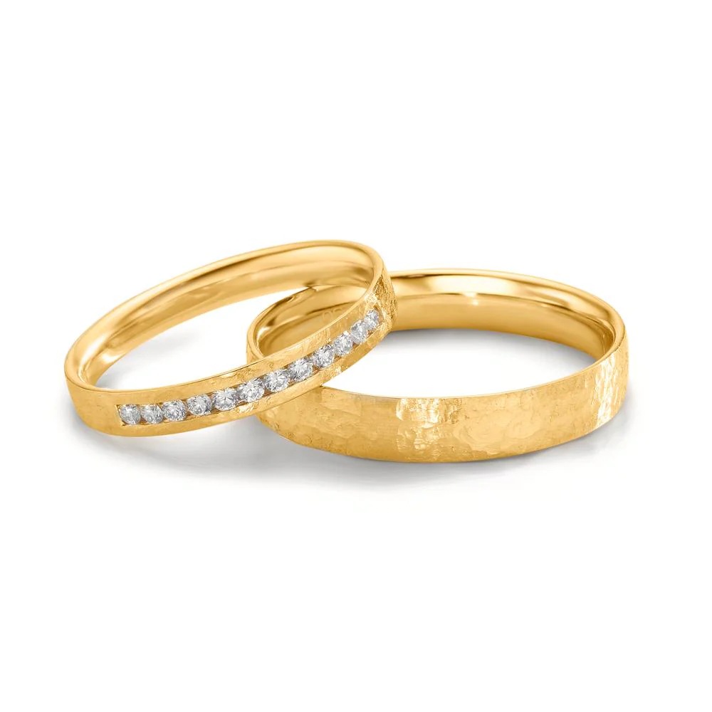 Anello del partner Oro giallo 750/18 carati Diamante 0.18 ct, 12 pietra, w-si - Image 4
