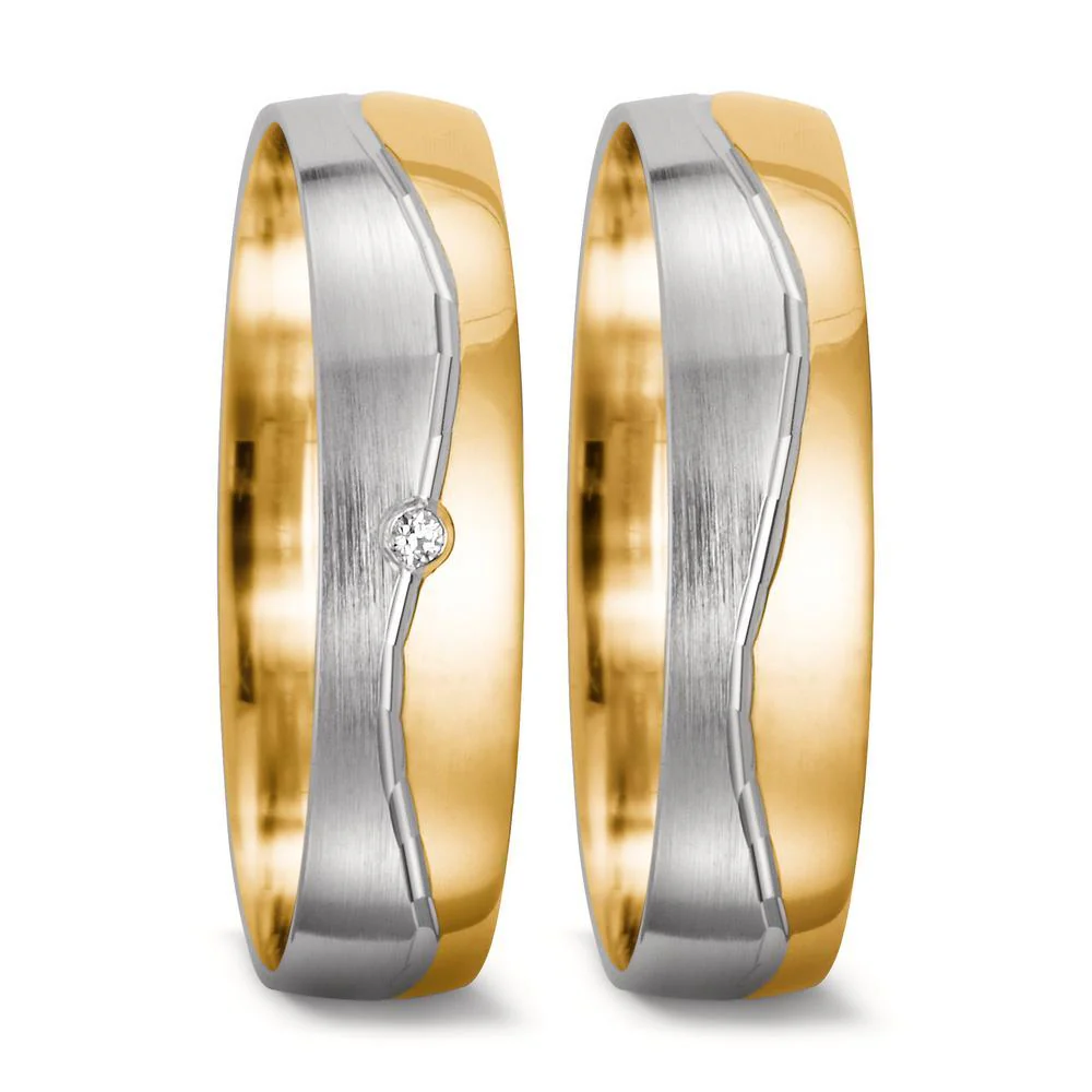 Anello del partner Oro giallo 750/18 carati, Oro bianco 750/18 carati Diamante 0.01 ct, tw-si - Image 2