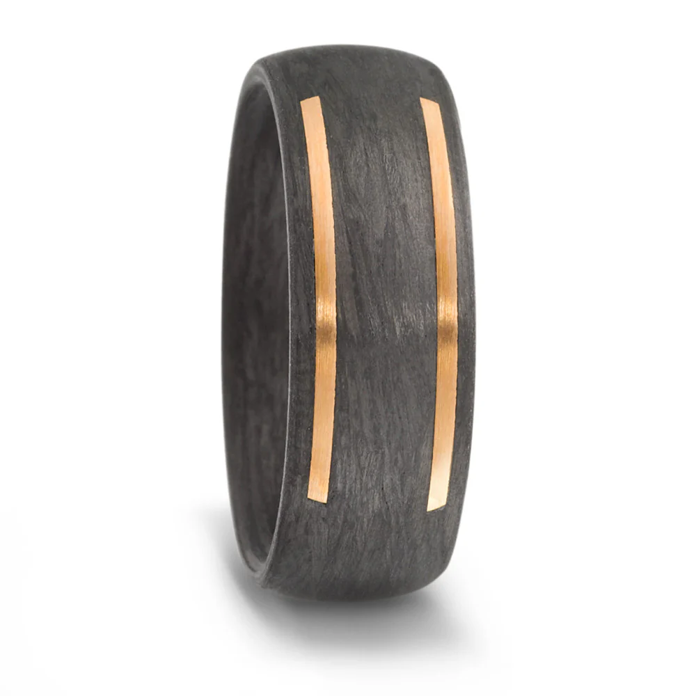 Anello del partner Oro rosa 585/14 kt, Carbonio