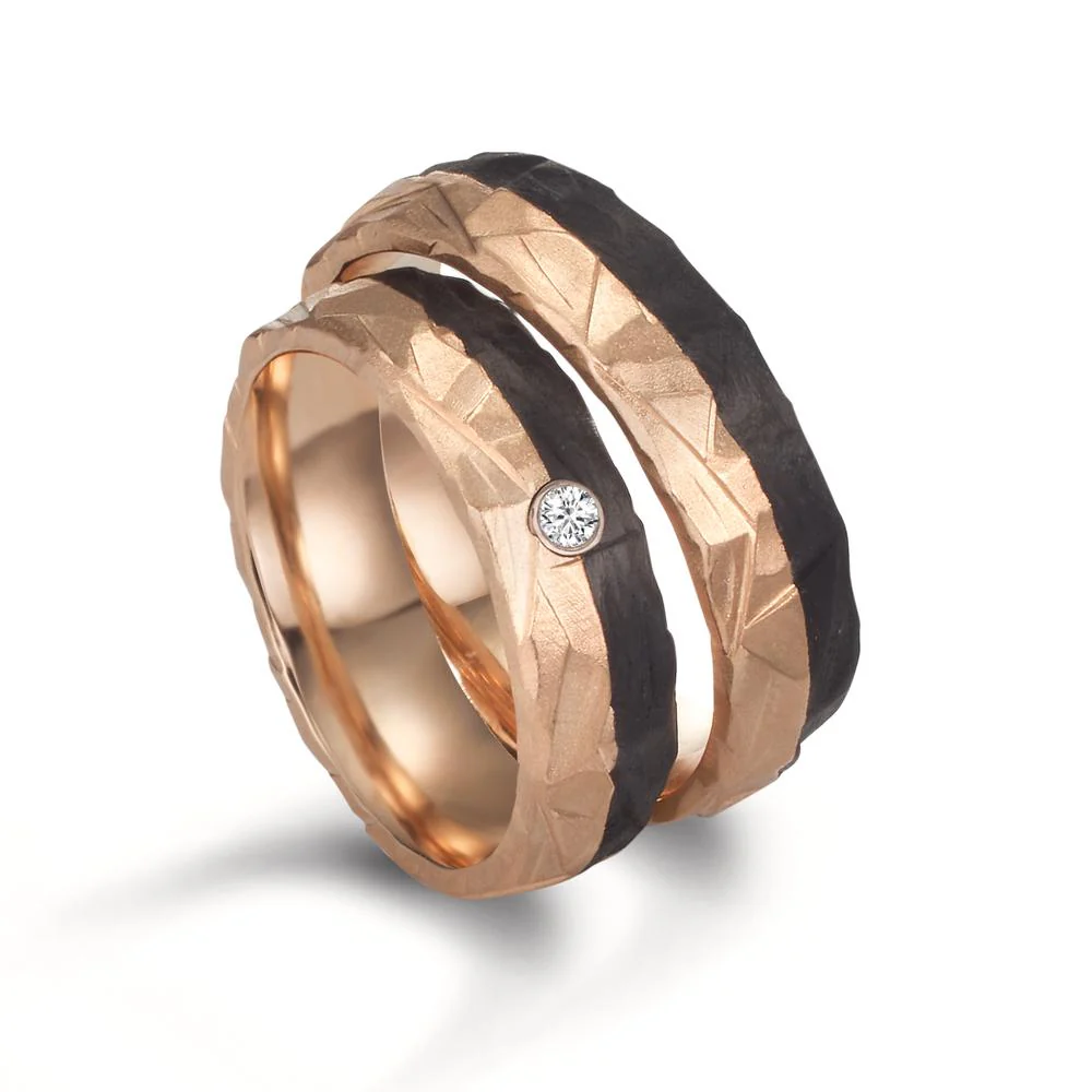 Anello del partner Oro rosa 585/14 kt, Carbonio - Image 3