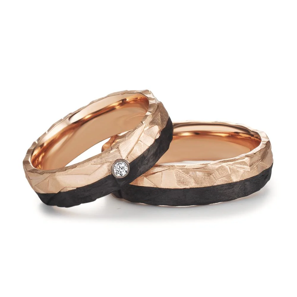 Anello del partner Oro rosa 585/14 kt, Carbonio - Image 4