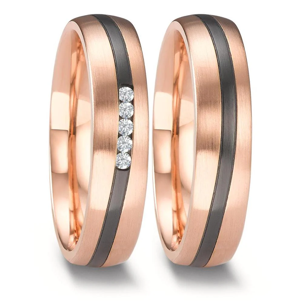 Anello del partner Oro rosa 585/14 kt, Zirconio - Image 2