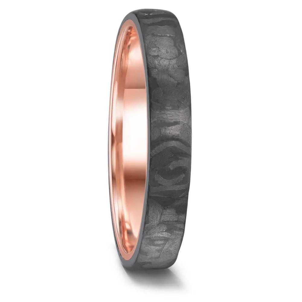 Anello del partner Oro rosso 585/14 kt, Carbonio