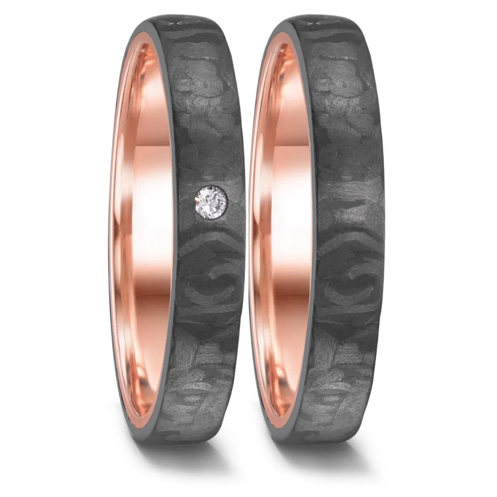 Anello del partner Oro rosso 585/14 kt, Carbonio - Image 2