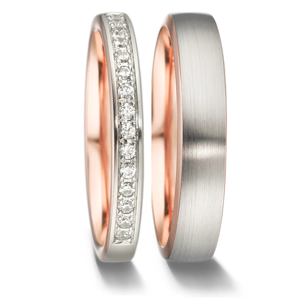 Anello del partner Oro rosso 750/18 carati, Oro bianco 750/18 carati - Image 6