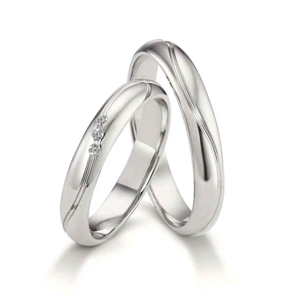 Anello del partner Platino 950 Diamante 0.021 ct, 3 pietra, w-si - Image 3