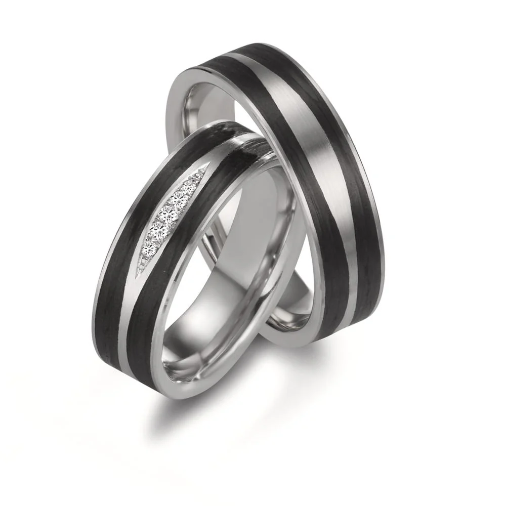 Anello del partner Platino 950, Carbonio Diamante 0.034 ct, 5 pietra, w-si - Image 3