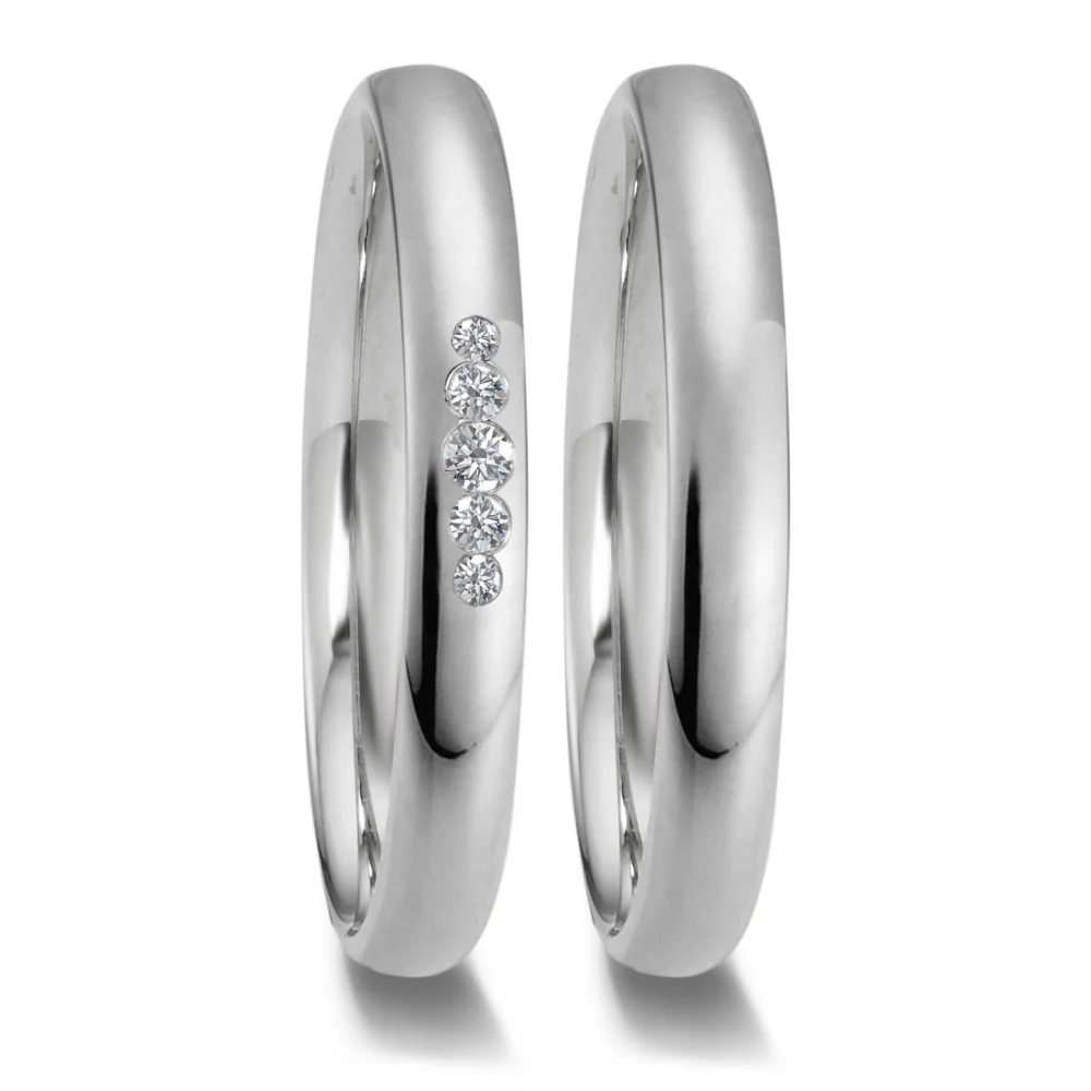 Anello del partner Platino 950 Diamante 0.05 ct, 5 pietra, w-si - Image 2