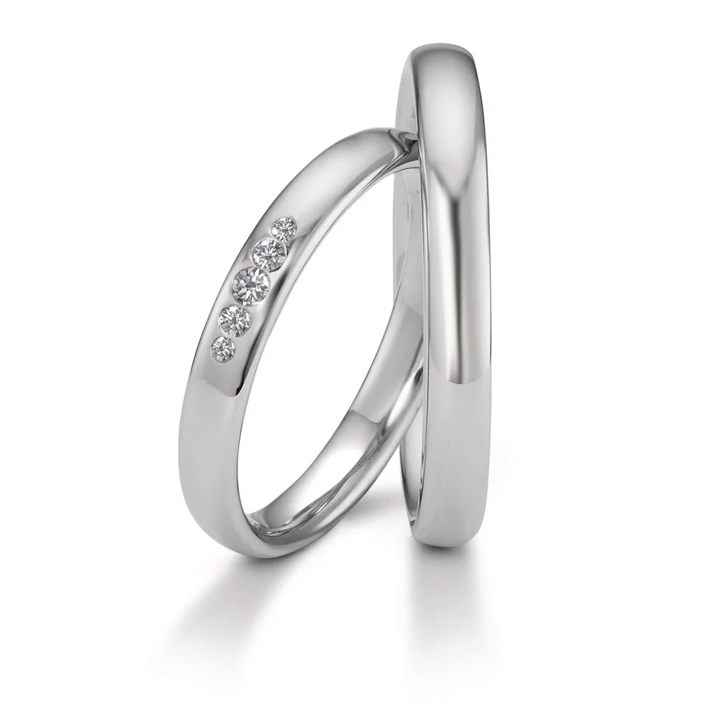 Anello del partner Platino 950 Diamante 0.05 ct, 5 pietra, w-si - Image 3