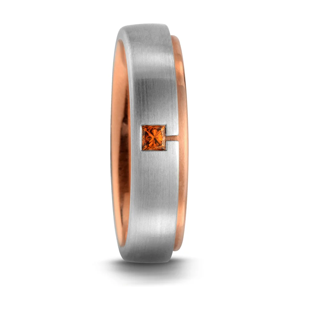 Anello del partner Platino 950 Diamante arancia, 0.05 ct, [Carrée], w-si