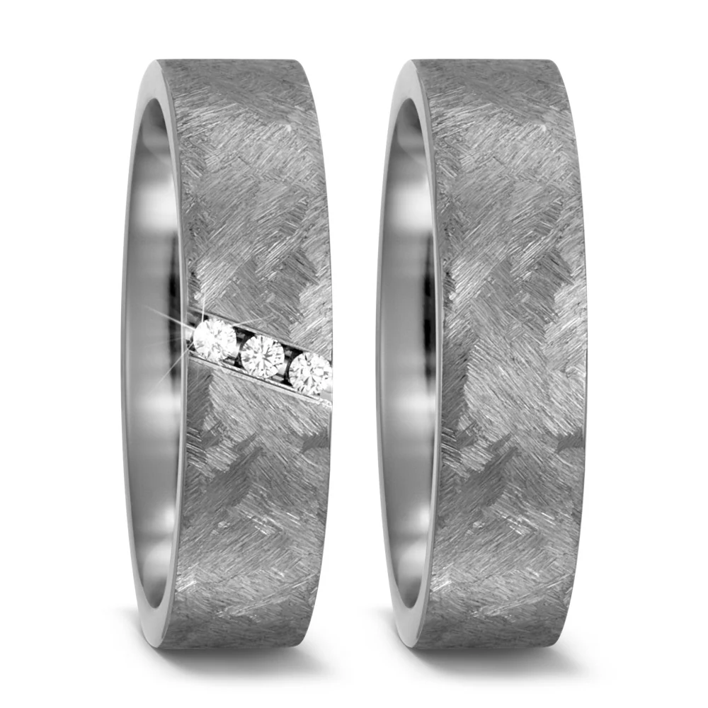 Anello del partner Titanio Diamante 0.06 ct, 3 pietra, w-si - Image 2