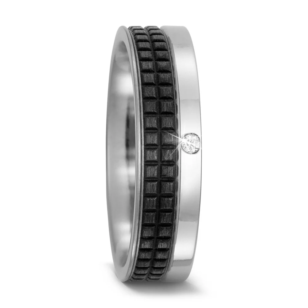 Anello del partner Titanio, Carbonio Diamante 0.02 ct, w-si - Image 3