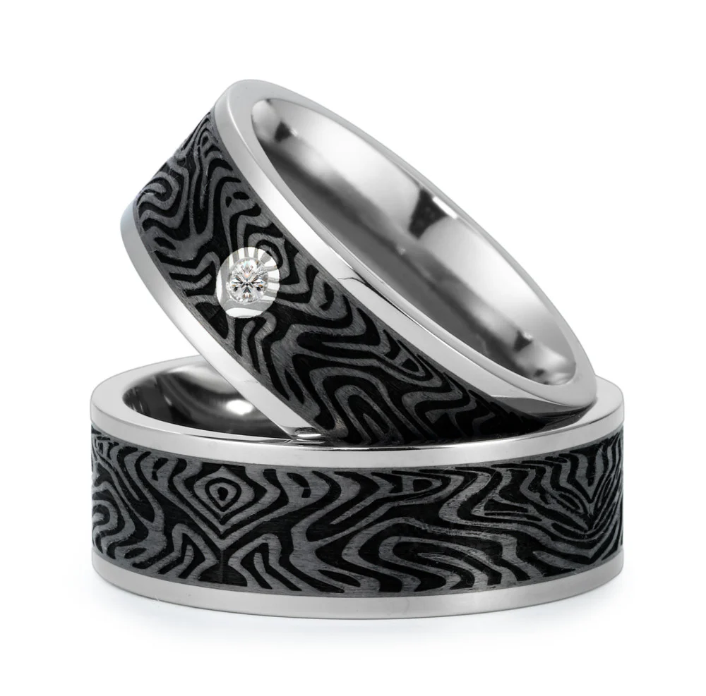 Anello del partner Titanio, Carbonio Diamante 0.03 ct, w-si - Image 4