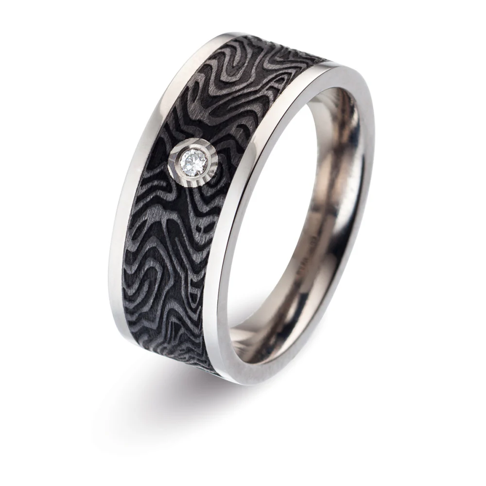 Anello del partner Titanio, Carbonio Diamante 0.03 ct, w-si - Image 5
