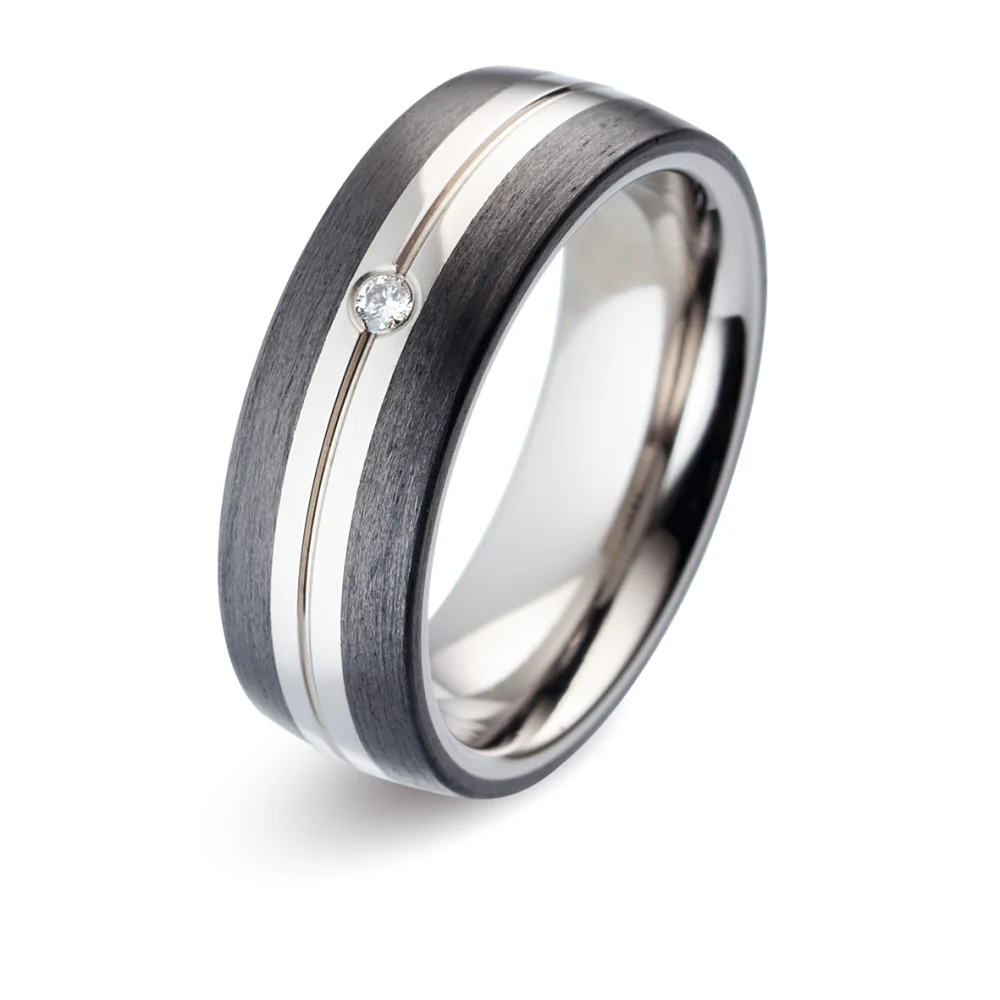 Anello del partner Titanio, Carbonio Diamante 0.03 ct, w-si - Image 4