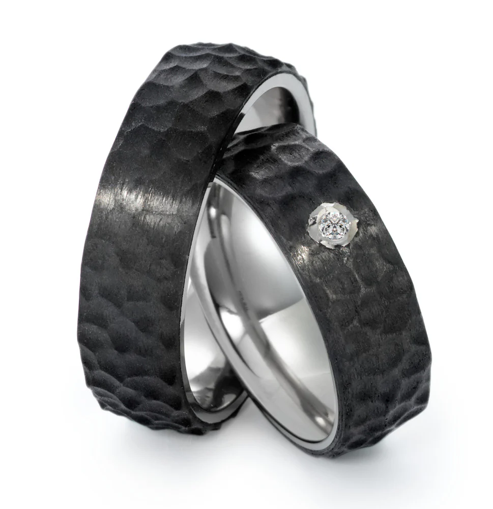 Anello del partner Titanio, Carbonio Diamante 0.03 ct, w-si - Image 3