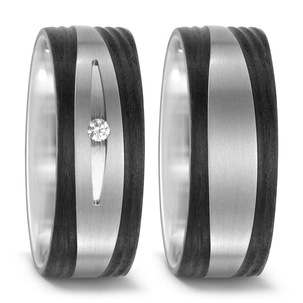 Anello del partner Titanio, Carbonio Diamante 0.03 ct, w-si - Image 3