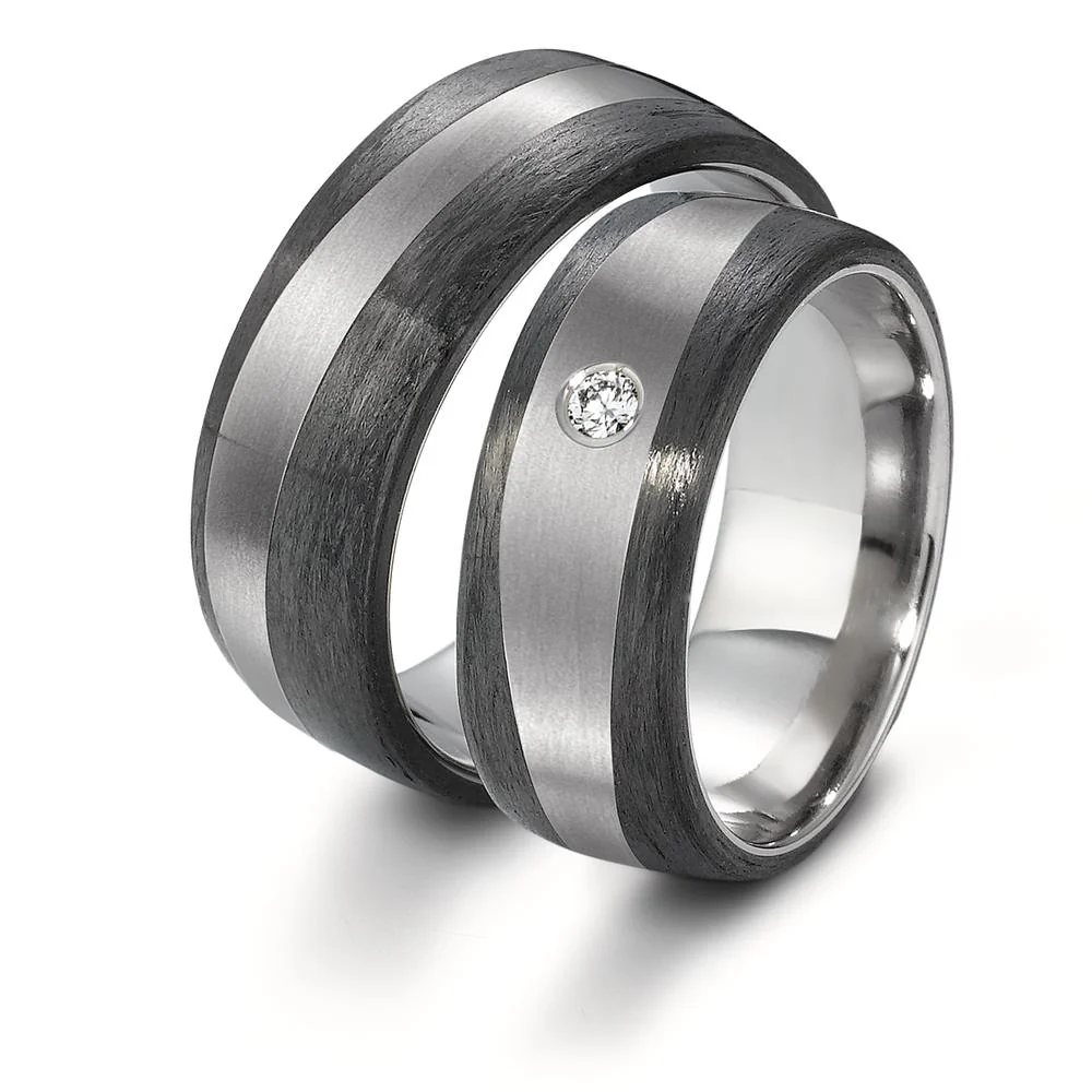 Anello del partner Titanio, Carbonio Diamante 0.05 ct, w-si - Image 3