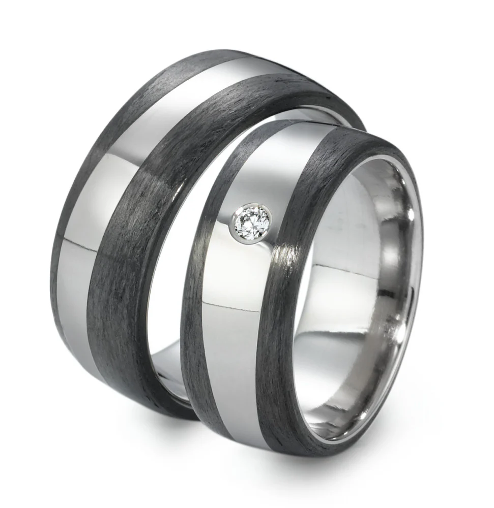 Anello del partner Titanio, Carbonio Diamante 0.05 ct, w-si - Image 4