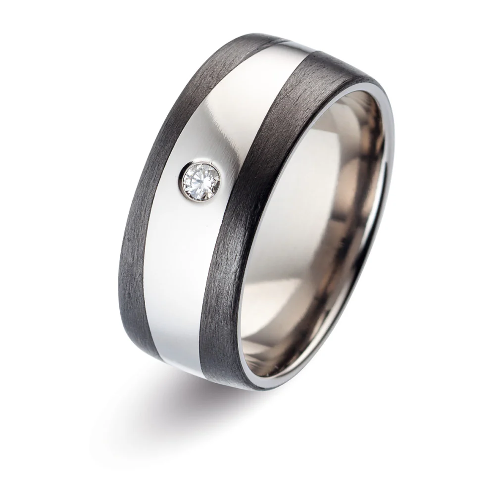 Anello del partner Titanio, Carbonio Diamante 0.05 ct, w-si - Image 5
