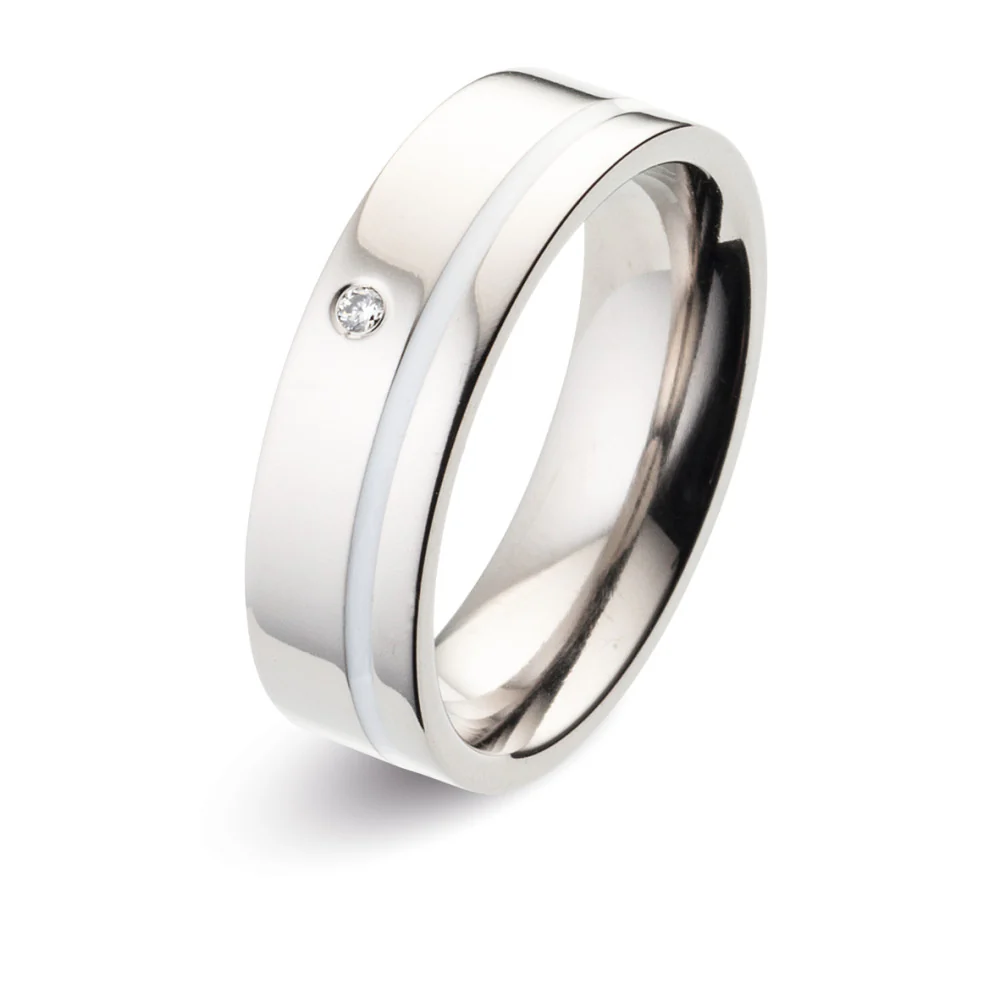 Anello del partner Titanio, Ceramica Diamante 0.02 ct, w-si - Image 4