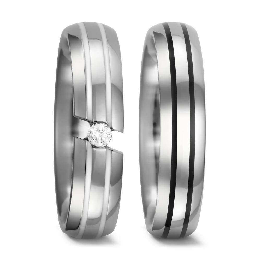Anello del partner Titanio, Ceramica Diamante 0.05 ct, w-si - Image 3