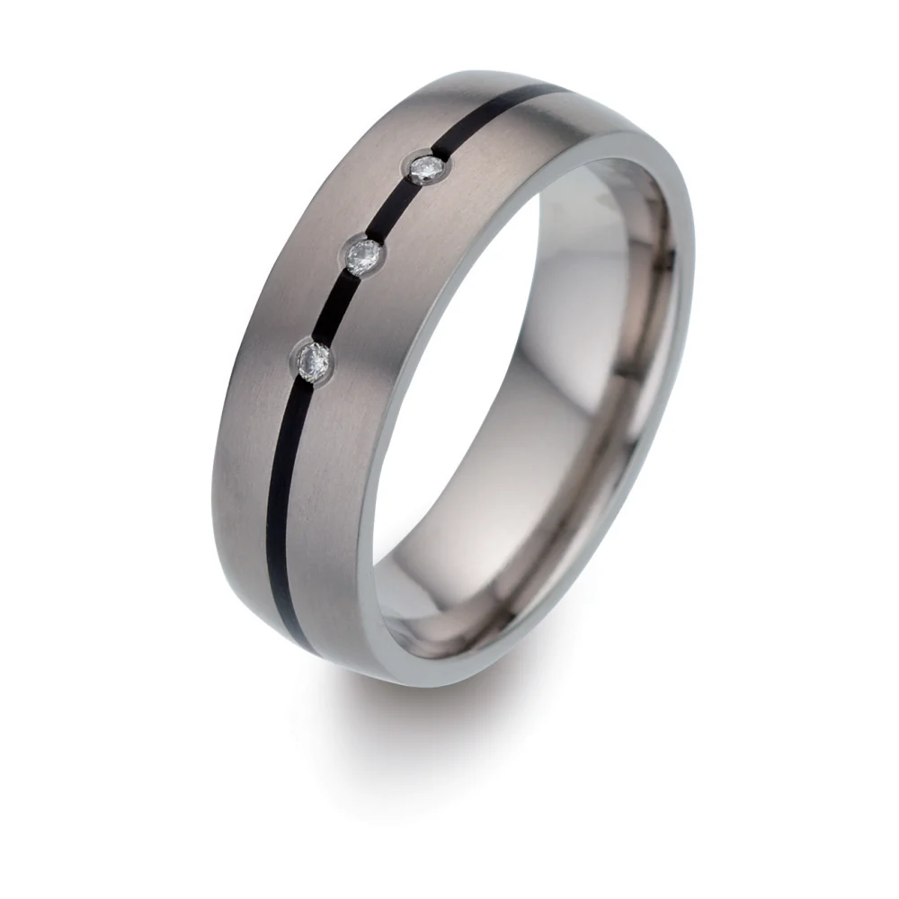 Anello del partner Titanio, Ceramica Diamante bianco, 0.03 ct, 3 pietra, w-si - Image 3