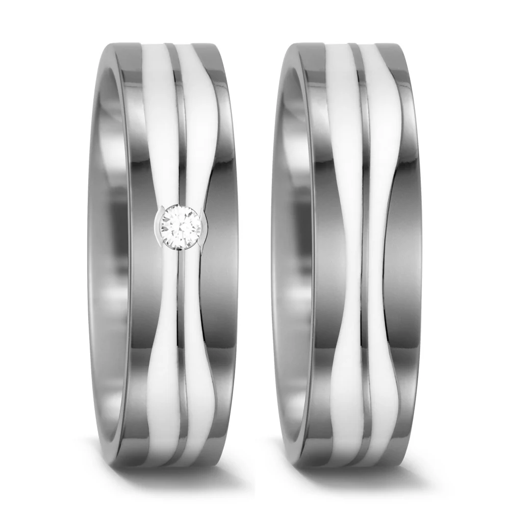Anello del partner Titanio, Ceramica Diamante bianco, 0.05 ct, w-si - Image 2