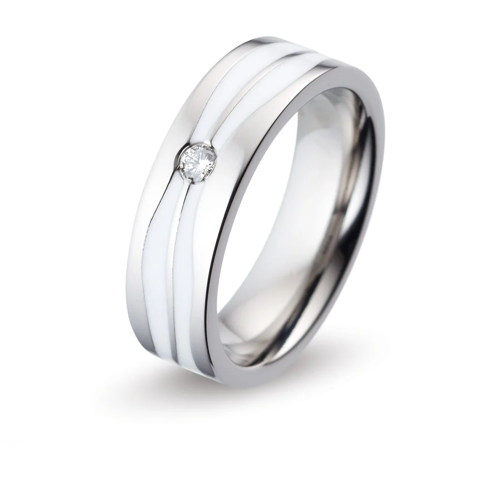Anello del partner Titanio, Ceramica Diamante bianco, 0.05 ct, w-si - Image 3