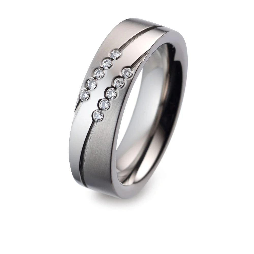 Anello del partner Titanio Diamante 0.10 ct, 10 pietra, w-si - Image 3